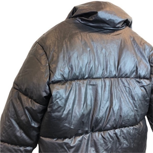 Vigoss Black Faux Leather Puffer Jacket - Picture 11 of 13